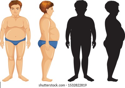 Man with overweight problem illustration