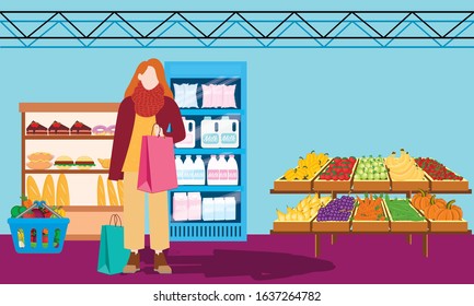 man with packages in hands at shopping