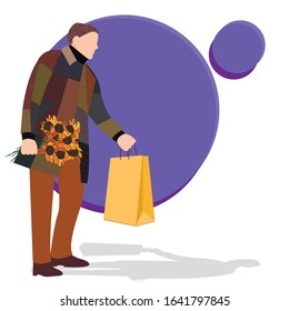 man with packages in hands at shopping