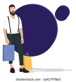 man with packages in hands at shopping