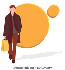 man with packages in hands at shopping