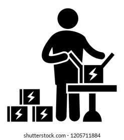 Man packing boxes for goods delivery 