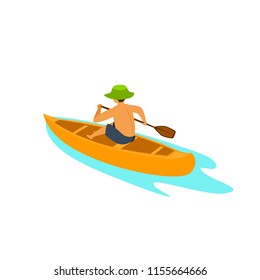 man paddling canoe boat vector graphic