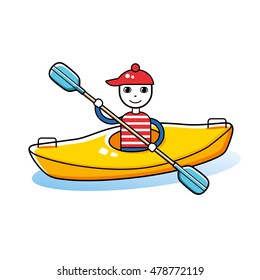 Man paddling in a kayak.