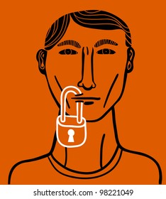 man with padlock in mouth