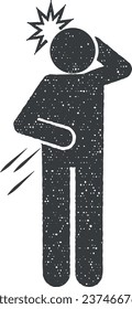 Hombre, dolor, dolor Icono Icono Icono Ilustración vectorial en estilo de sello