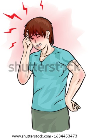 man pain the head was head ache cartoon vector