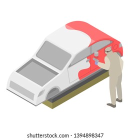 Man painted car icon. Isometric of man painted car vector icon for web design isolated on white background