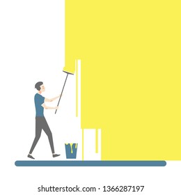 man painted wall vector