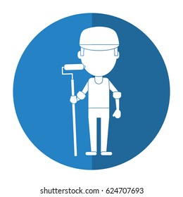 man painter with roller and cap shadow