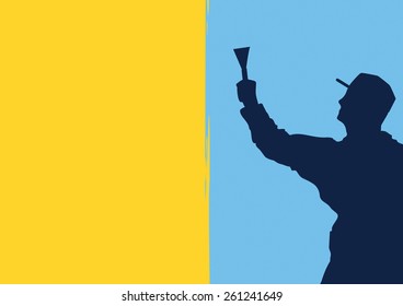 man painting and decorating wall