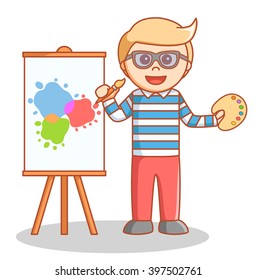 Man painting  doodle illustration