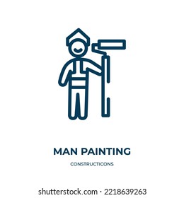 Man painting icon. Linear vector illustration from constructicons collection. Outline man painting icon vector. Thin line symbol for use on web and mobile apps, logo, print media.