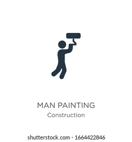 Man painting icon vector. Trendy flat man painting icon from construction collection isolated on white background. Vector illustration can be used for web and mobile graphic design, logo, eps10
