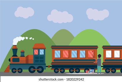 Arte vectorial de las ventanas del tren de pintura