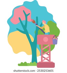 Ícone de processo criativo do vetor de árvore de pintura manual