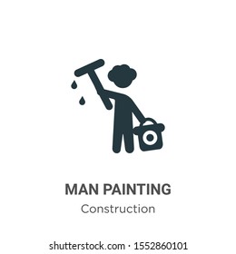 Man painting vector icon on white background. Flat vector man painting icon symbol sign from modern construction collection for mobile concept and web apps design.