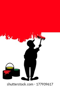 man painting the wall