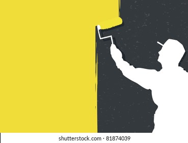 Man painting wall vector