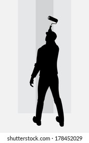 Man painting  walls vector illustration