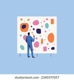 man painting a work of art, vector illustration