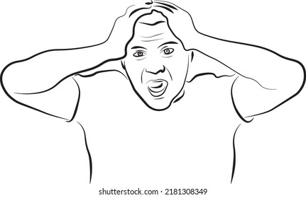 man in a panic. language of the body. fictional character