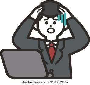 A man in a panic suit who does not know the PC