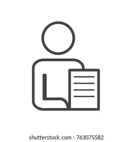 Man with paper button vector icon