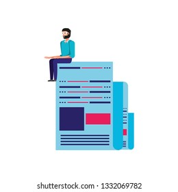 man with paper document isolated icon