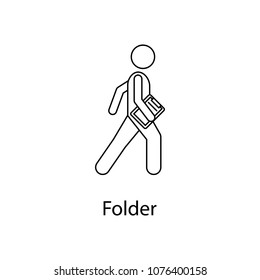 man with paper folder illustration. Element of a person carries for mobile concept and web apps. Thin line man with paper folder illustration can be used for web and mobile on white background
