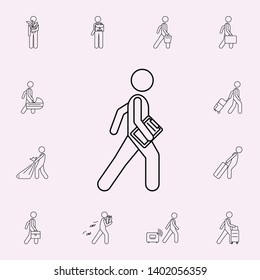 man with paper folder illustration icon. Male Bag and luggage icons universal set for web and mobile