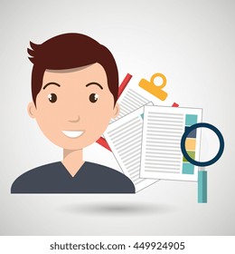 man and papers isolated icon design, vector illustration graphic