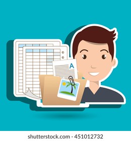 man with papers  isolated icon design, vector illustration  graphic 