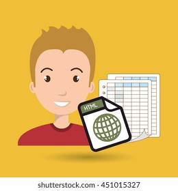 man with papers  isolated icon design, vector illustration  graphic 