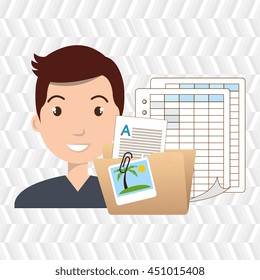 man with papers  isolated icon design, vector illustration  graphic 