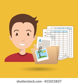 man with papers  isolated icon design, vector illustration  graphic 