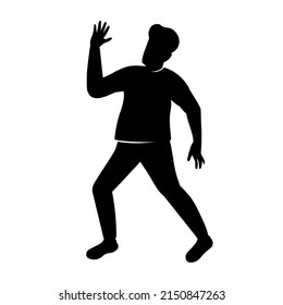 Man paralysed with fear semi flat color vector character silhouette. Posing figure. Full body person on white. Simple cartoon style illustration for web graphic design and animation