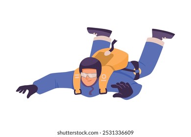 Man Paratrooper with Parachute Bag Flying in the Sky Vector Illustration