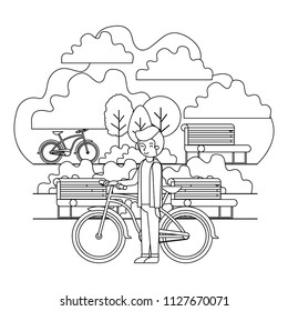 man in the park with bicycle