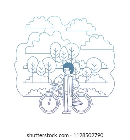 man in the park with bicycle
