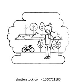 man in the park with bicycle