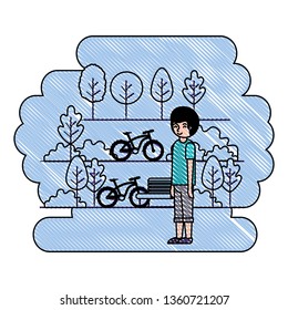 man in the park with bicycle