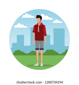 Man at park cartoon