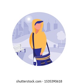 man in park in the city walking vector illustration design