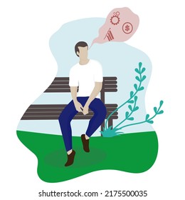 El hombre en el parque crea el concepto de las ideas.