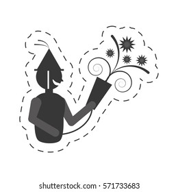 man with party horn icon, vector illustration image