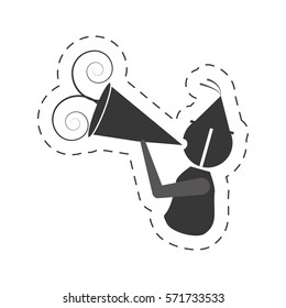 man with party megaphone icon, vector illustration