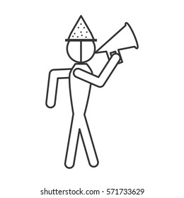 man with party megaphone icon, vector illustration