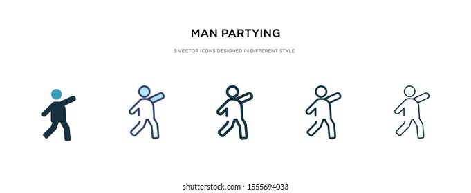 man partying icon in different style vector illustration. two colored and black man partying vector icons designed in filled, outline, line and stroke style can be used for web, mobile, ui