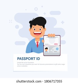 Man with passport identification visa card Vector Illustration